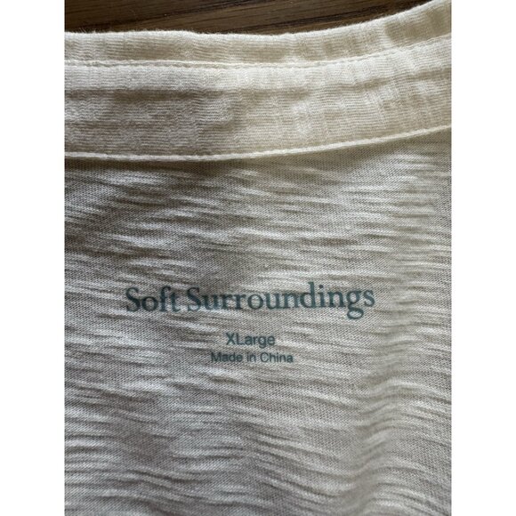 Soft Surroundings Size XL Danielle Cream Sleeveless Tunic Top Buttons Lagenlook - Picture 3 of 15